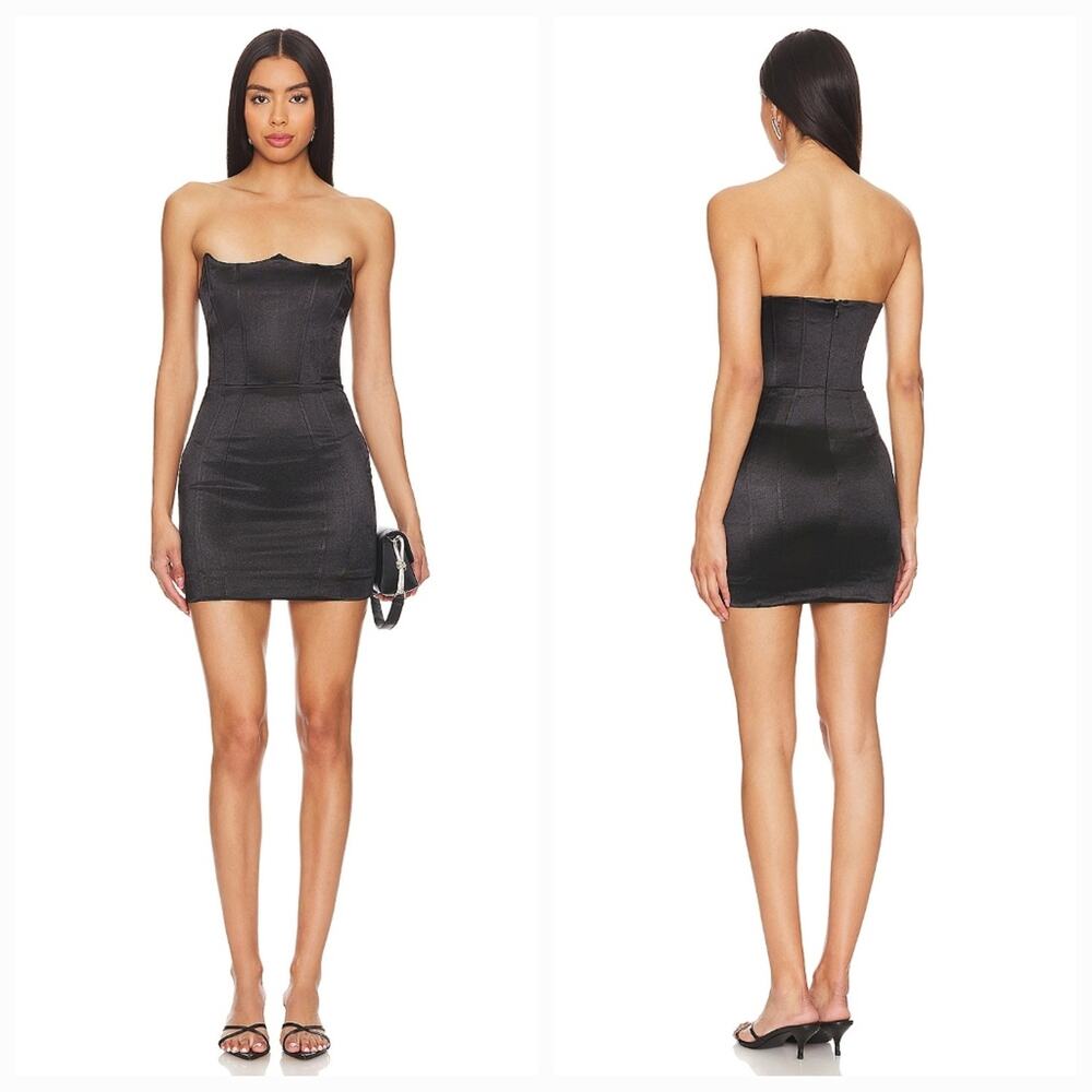 Superdown Zoe Strapless Mini Dress in Black